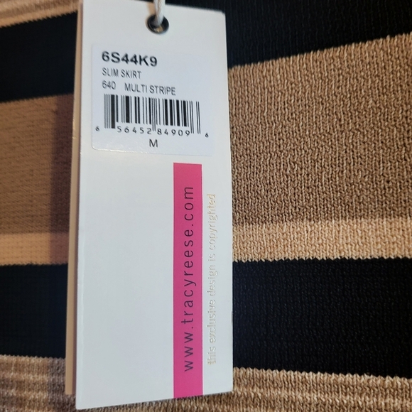 Tracy Reese Heavy Knit Multistripe Slim Stretch Pencil Midi Skirt M - Picture 5 of 10